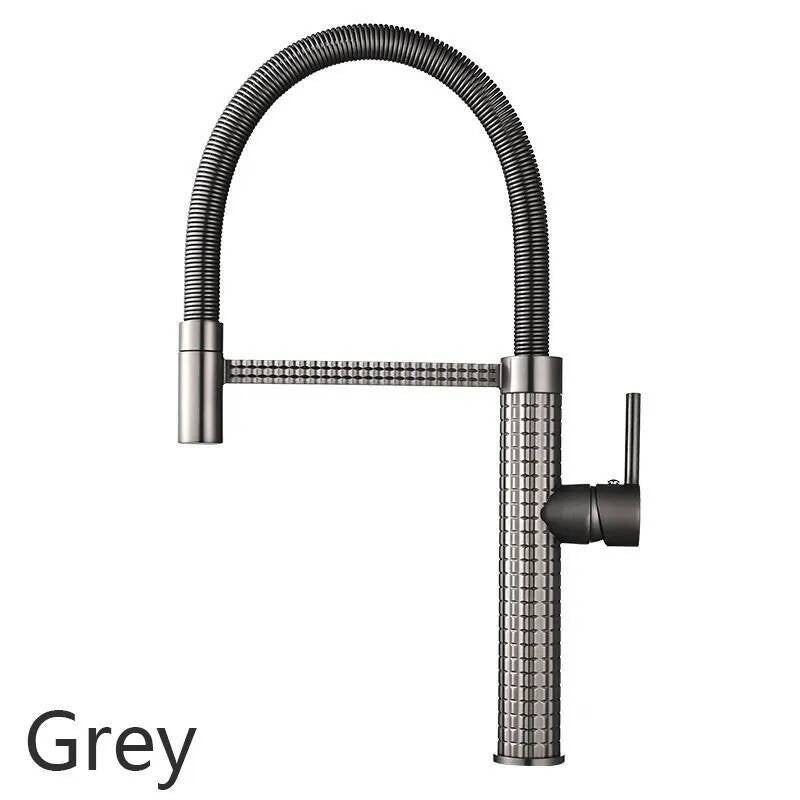 Gold Brass Faucet For Kitchen Sink Rotatable Drop Down Spring Hot And Cold Water Mixers Tap Accessories