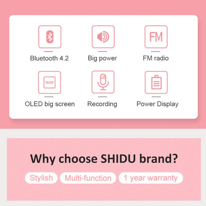 SHIDU 15W Rechargeable Portable Bluetooth Voice Amplifier for Teacher Wired Microphone FM Radio AUX Audio Recording Speaker S278