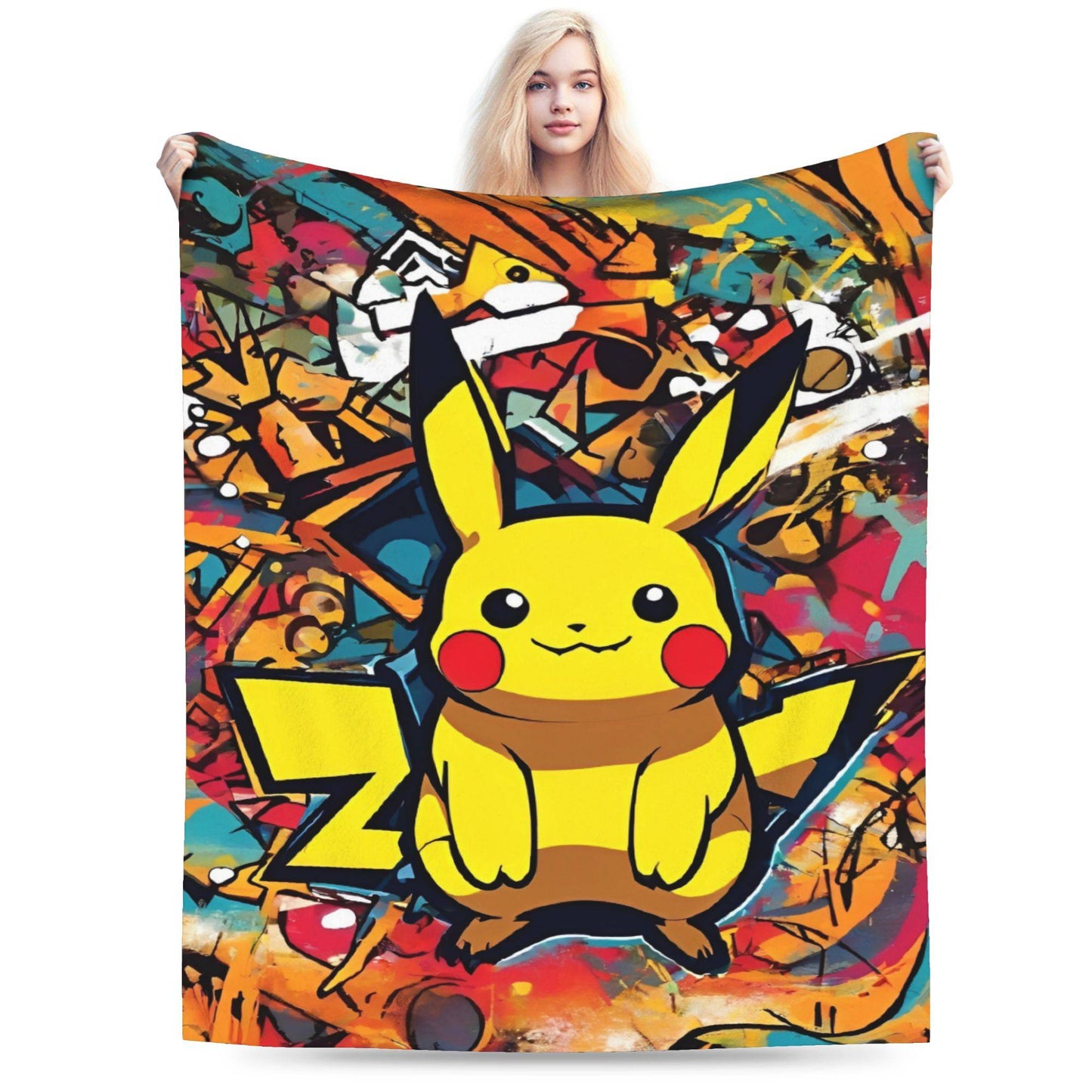 Cobertor de Flanela com Cena Clássica de Pokémon para Cama Super Quente, Mantas para Sofá, Cadeira, Piquenique, Colcha Engraçada, Capa para Sofá-Cama