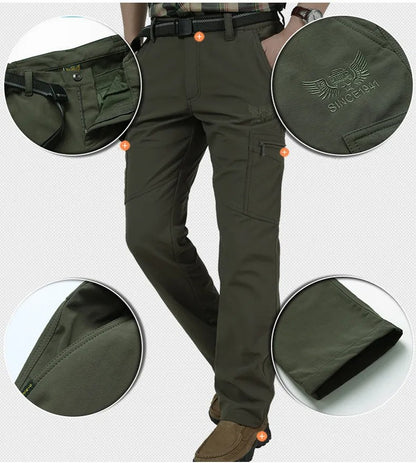 Winter Thick Pants Men Double Layer Fleece Cashmere Overalls High Quality Male Camouflage Trousers Warm Casual Cargo Pants