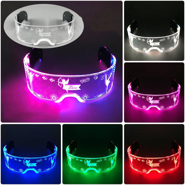 Led Luminous Glasses Bar Masquerade Concert Rave Goggles Rainbow Space Robot Futuristic Led DJ LIGHT Glasses Star Y2k Glasses