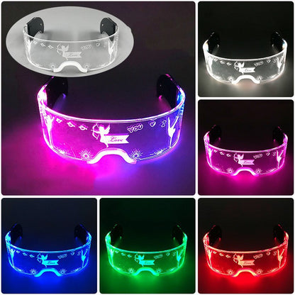 Led Luminous Glasses Bar Masquerade Concert Rave Goggles Rainbow Space Robot Futuristic Led DJ LIGHT Glasses Star Y2k Glasses