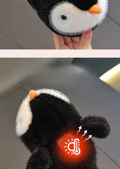 Cute Penguin Boys' Girls' Cotton Slippers 2025 New Winter Fashion Children's Eva Cotton Shoes Non Slip Warm Velvet Home Slippers