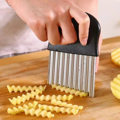 Cortador Ondulado de Batata Frita em Aço Inoxidável Fatiador de Batata Ferramentas Gadget de Cozinha para Fazer Batata Frita em Aço Inoxidável