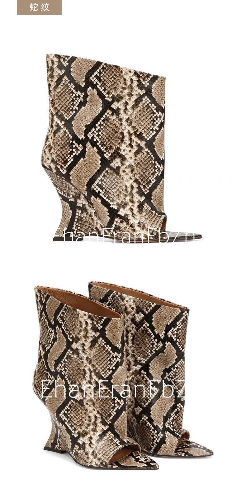 2025Ladies' Spring and Summer New Fish Mouth Slope High Heel Knee Boots, Fashionable Pointed Fashion Show Medium Cool Boots