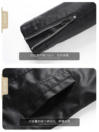 Mens Vintage Faux Leather Outwear Leather Jacket Motorcycle Black Biker Jackets Casual Lightweight Men PU Zipper Moto Outwear