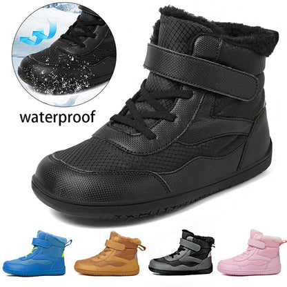 New Children's wide toe barefoot snow boots Little/Big/Kid Wide Toe Minimalist Sneakers Girls waterproof high-top cotton shoes