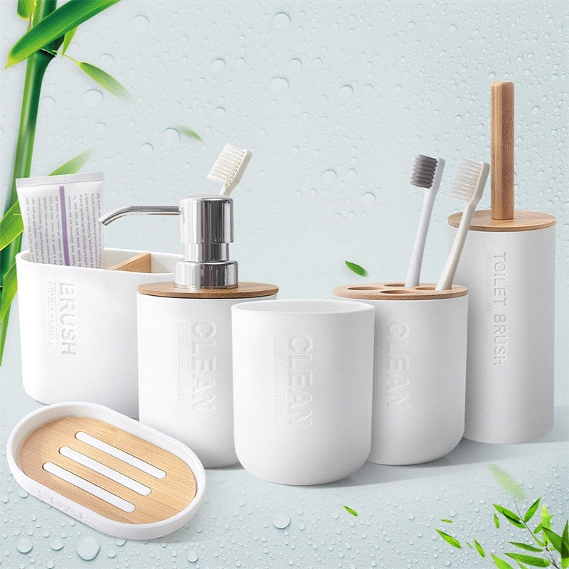 1x Acessórios de Banheiro Saboneteira Garrafa para Louça Lixeira de Banheiro Porta-Escova de Dentes Copo Suporte para Loção Escova Sanitária