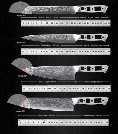 Lâmina Bruta para Facas de Cozinha TURWHO DIY, Aço Damasco 67 Camadas VG10, Faca Japonesa de Chef Santoku Kiritsuke para Fatiar e de Uso Geral