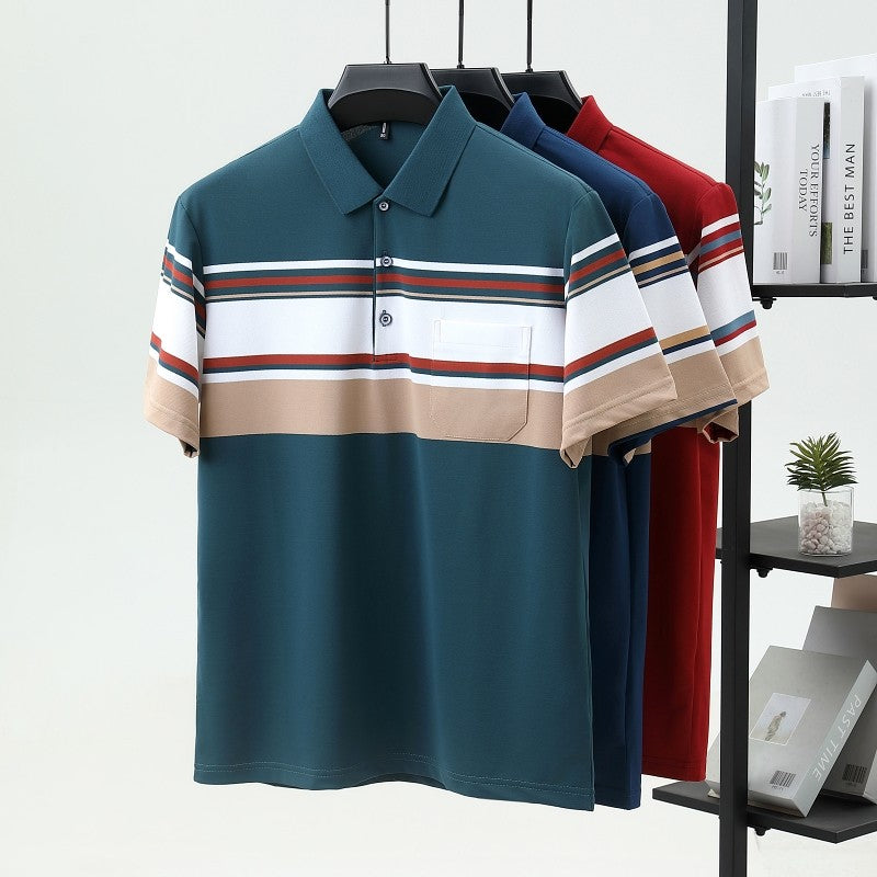 High quality brand men's short sleeved polo shirt summer fashion  striped design youth personalized top casual business T-shirt