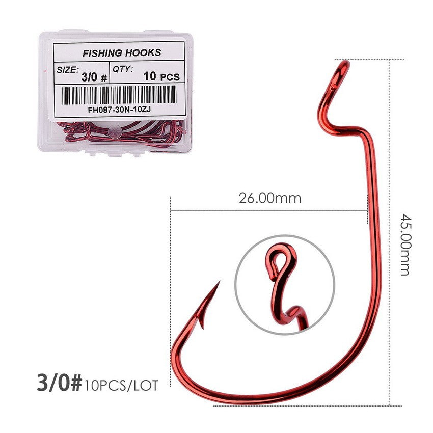 10 pçs/caixa Anzol Offset 8# - 5/0# anzol crank para isca soft worm anzol crankbait pesca acessórios pesca anzóis