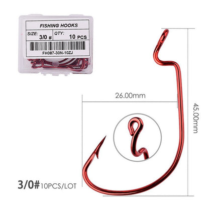10 pçs/caixa Anzol Offset 8# - 5/0# anzol crank para isca soft worm anzol crankbait pesca acessórios pesca anzóis