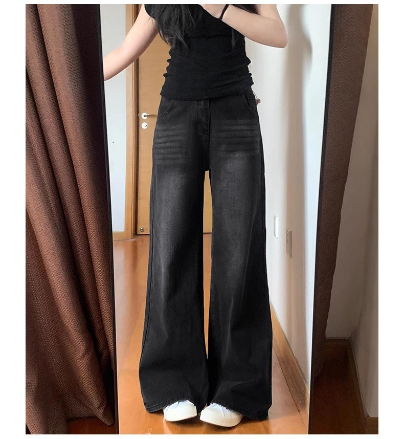 Winter Thick Women's Fleece Straight Jeans Casual Comfortable Soft Velvet Slim Pants Vintage Wide Plush Denim Trousers