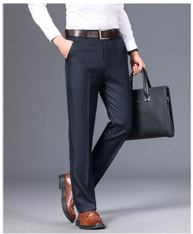 Top Quality 100% Cotton New Brand Casual Fashion Business Straight Long Dress Pants High Waist Trousers Men's Clothing