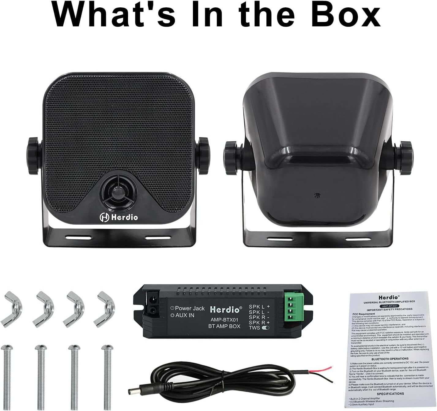 Alto-falantes Bluetooth marinhos à prova d'água Herdio 4" 100W para serviço pesado, montados em superfície para trailer, minicarregadeira, quadriciclo, UTV, RZR, carrinho de golfe