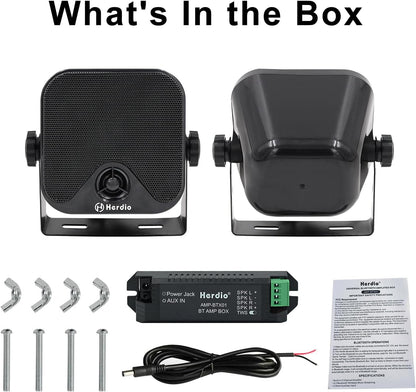 Alto-falantes Bluetooth marinhos à prova d'água Herdio 4" 100W para serviço pesado, montados em superfície para trailer, minicarregadeira, quadriciclo, UTV, RZR, carrinho de golfe