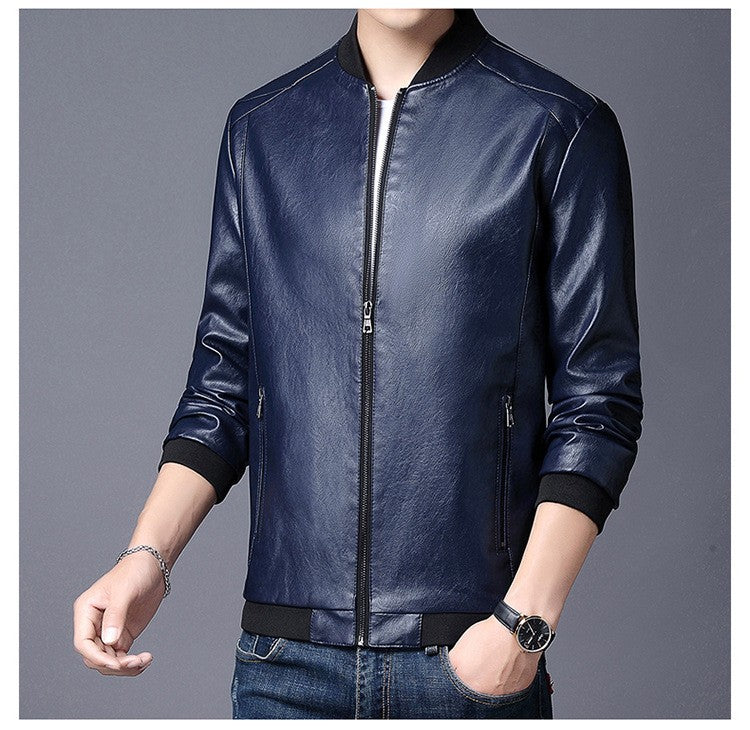 Plus Size 8XL Trendy Men's PU Leather Jacket Stand Collar Motorcycle Coat Casual Biker Jacket Men's Fashion Outerwear Streetwear