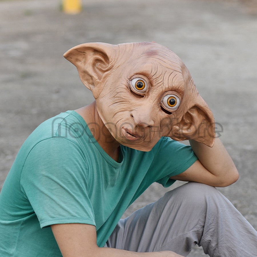 Cosplay Movie Character Big Ear Long Nose Dobby Elf Head Funny Halloween Mask Full Face Head Cover Carnival Party Costume Prop
