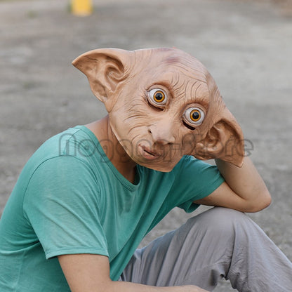 Cosplay Movie Character Big Ear Long Nose Dobby Elf Head Funny Halloween Mask Full Face Head Cover Carnival Party Costume Prop