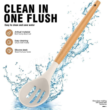 12PCS Silicone Kitchen Utensils Cooking Set Food Grade Cookware Utensils Turner Spatula Measuring Spoon Practical Kitchenware