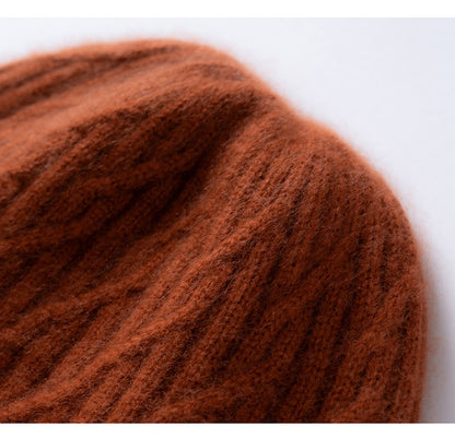 Autumn Winter 100% Cashmere Hat Double Layer Thickened Reversible Cold-Proof Unisex Knitted Wool Hat Versatile Ear Protection