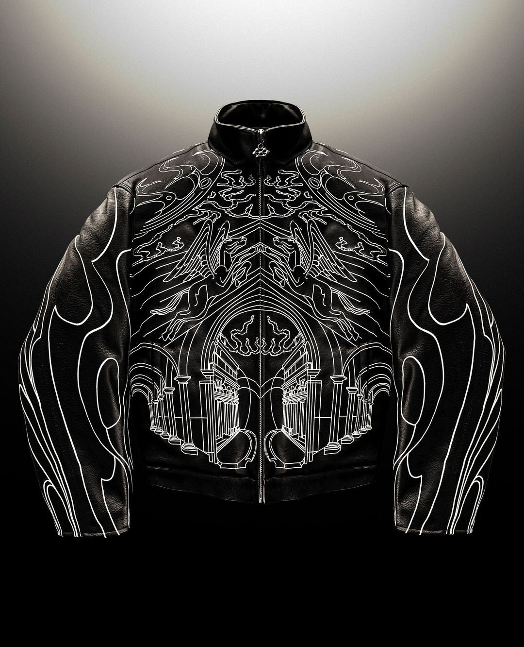 Retro Black Leather Jacket Oversized Loose Thickened Y2k Zipper Jacket Hip Hop Goth Rock Men and Women Coats Jackets Streetwear