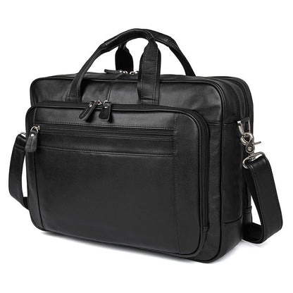 High Quality Genuine Leather Men Briefcase Business bag Crazy Horse Leather Large 17"inch Laptop Bag male Portfolio Office Case