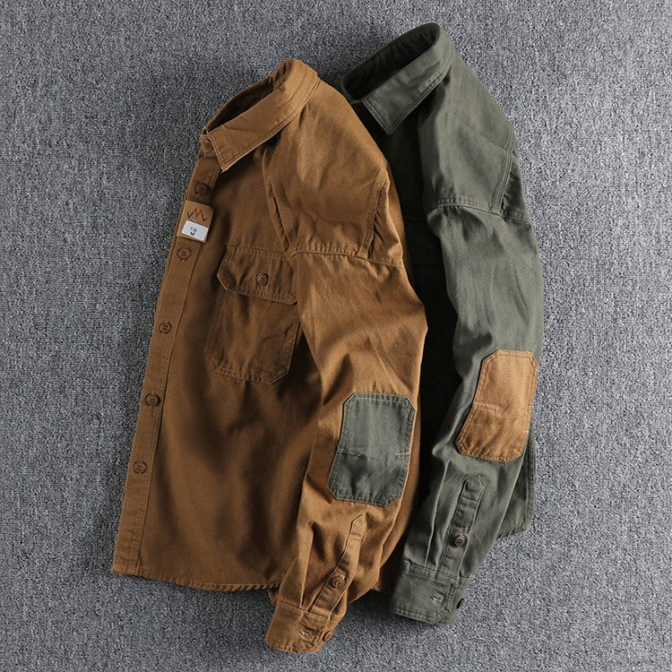 Long Sleeve Tactical Shirts Men  Patch Cargo Shirt Cotton American Casual Vintage Tooling Jacket Outdoor Workwear Blusas