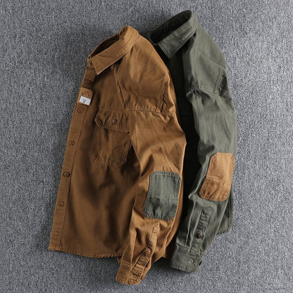 Long Sleeve Tactical Shirts Men  Patch Cargo Shirt Cotton American Casual Vintage Tooling Jacket Outdoor Workwear Blusas