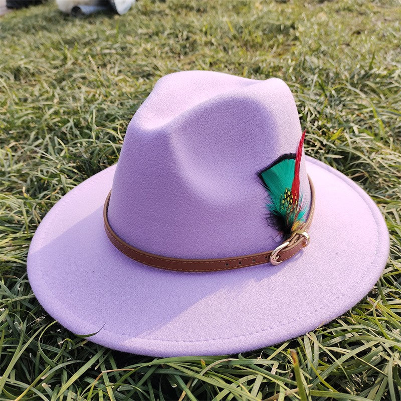 Chapéu Fedora Novo de Camurça 2023 Masculino e Feminino Outono Chapéu Panamá Jazz Estilo Britânico Elegante Retrô Fedora Chapéu de Aba Larga