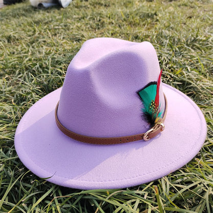 Chapéu Fedora Novo de Camurça 2023 Masculino e Feminino Outono Chapéu Panamá Jazz Estilo Britânico Elegante Retrô Fedora Chapéu de Aba Larga