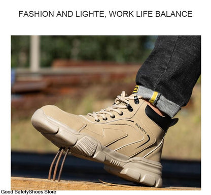 Botas de Segurança Masculinas com Biqueira de Aço Indestrutíveis para Construção Botas de Segurança à Prova de Perfurações Calçados de Trabalho Masculinos Protetores