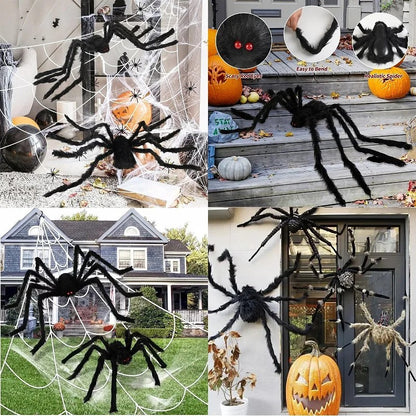 1/3pcs Giant Black Plush Spider Halloween Decorations Outdoor Scary Large Spiders Halloween Party Bar Haunted House Horror Props