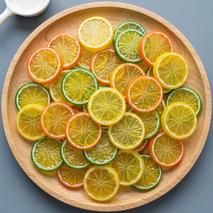 9 Pcs Mixed Color Artificial Lemon Slices, Vibrant Fake Citrus Cutouts, Party Table Scatter, Photo Booth Backdrop Accents, Summe