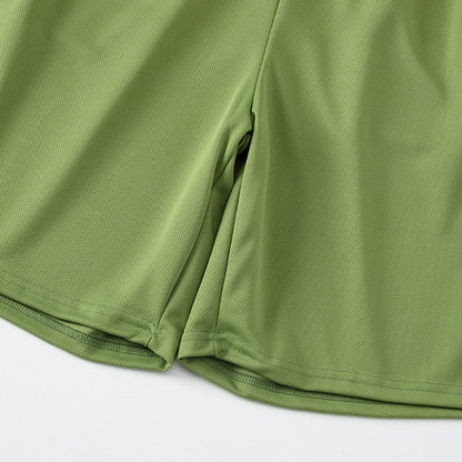 2-Piece Men's Summer Quick drying Sports Suit Loose And Breathable Short Sleeved T-shirt Running And Fitness Black Pocket Shorts