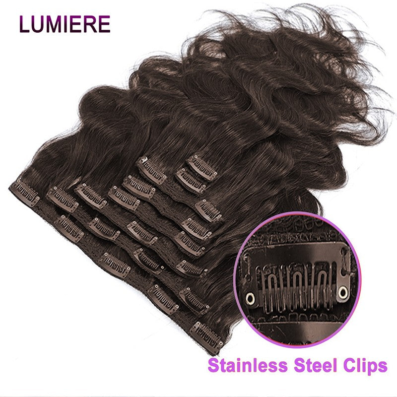 #2 Chocolate Brown Clip in Hair Extensions Real Human Hair Clip ins Double Weft Body Wave Clip ins for Women 8pcs 10-26 Inches