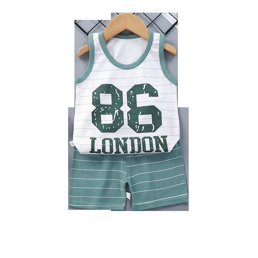 Vest+Shorts 2-Piece Clothing Set Cartoon Lion Pajamas Summer Kids Baby Boys Girls Cotton Casual Tracksuit Clothes Suit 1-6 Years