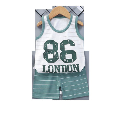 Vest+Shorts 2-Piece Clothing Set Cartoon Lion Pajamas Summer Kids Baby Boys Girls Cotton Casual Tracksuit Clothes Suit 1-6 Years