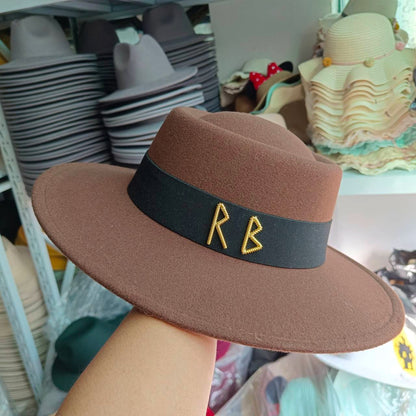 Fedora Chapéu de Copa Reta Chapéu de Outono/Inverno Chapéu RB Britânico Francês Chapéu de Copa Reta Chapéu Punk Jazz Chapéu de Aba Larga Gorras ??