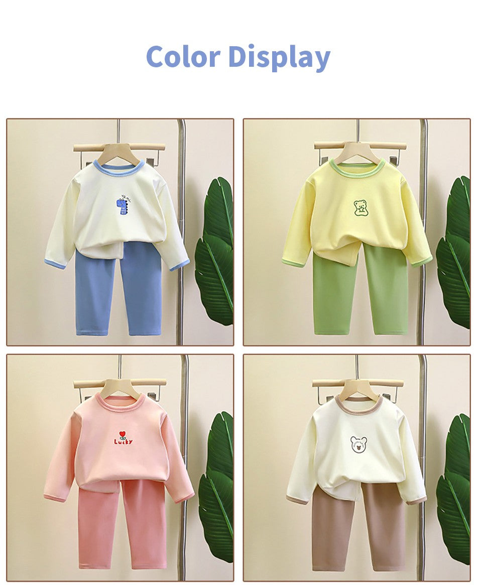 High Quality Boys and Girls Warm Pajama Sets for Autumn Soft and Cozy Fleece Lined Sleepwear Perfect for Comfortable Night Sleep