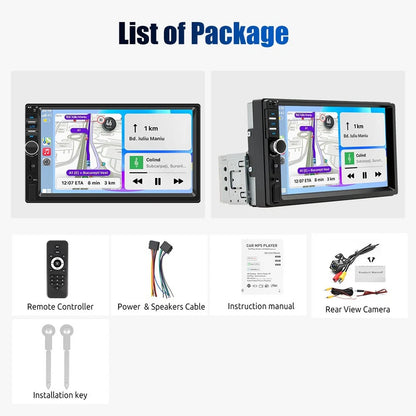7 Inch 1 Din MP5 CarPlay Car Radio Multimedia Player Touch Screen FM ISO Power Aux Input Bluetooth USB Mirror Link Universal