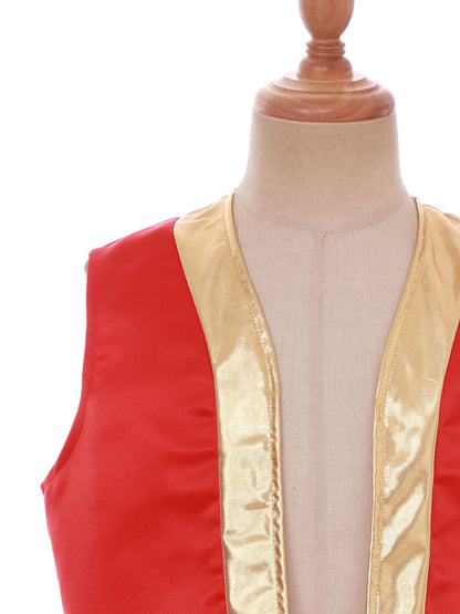 Boys Girls Halloween Toad Game Character Vest Open Front Loose Waistcoat Carnival Theme Party Super Brother Role Play Costume