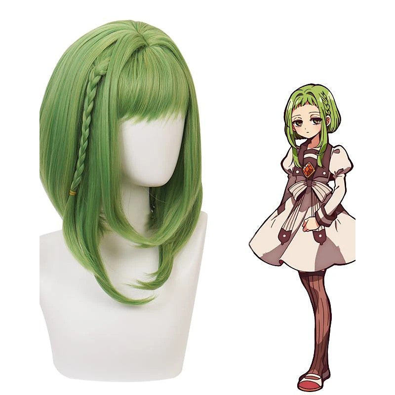 HAIRJOY Nanamine Sakura Peruca Cosplay Verde Cabelo Sintético Perucas Médias Comprimento Fibra Resistente ao Calor