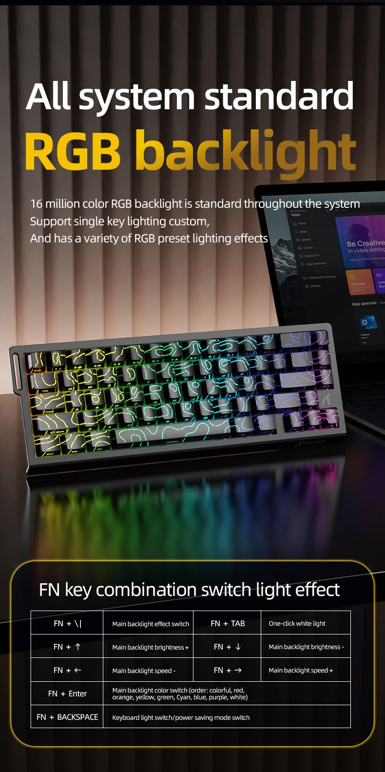 ATTACK SHARK X68PRO HE Wireless Keyboard,Magnetic Switch,With 0.01mm RT Accuracy,8KHz Polling Rate,0.125ms Latency,RGB Backlight