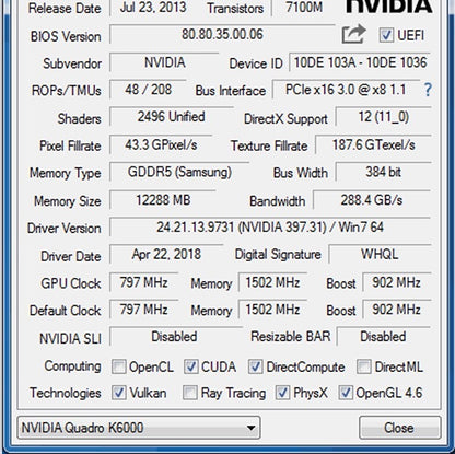NOVO Para NVIDIA Quadro K6000 12GB GDDR5 Placa Gráfica Profissional GPU Para Design e Renderização