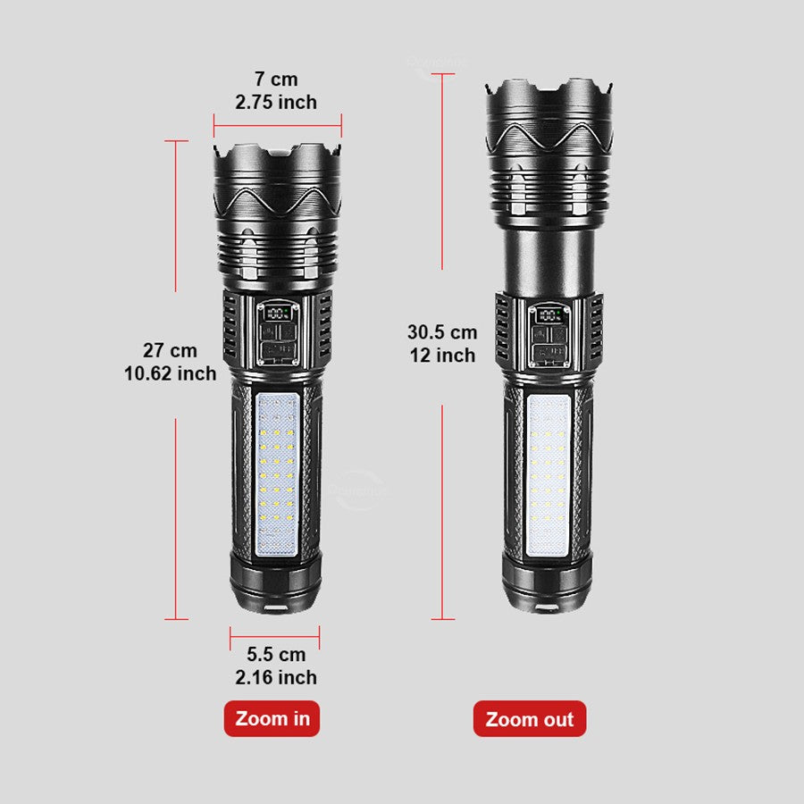 1000000LM Most Powerful LED Flashlight Rechargeable Type-c Flashlight Long Range 6000M Tactical Torch Light For Fishing Hunting