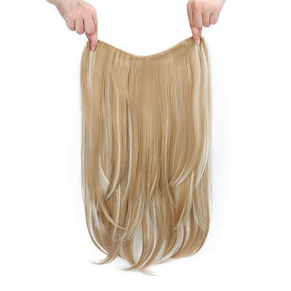 Alongamento de Cabelo Sintético de 22 Polegadas em Formato V, Longo e Liso, Peça de Cabelo em Camadas Natural Invisível para Uso Diário Feminino em Festas e no Dia a Dia