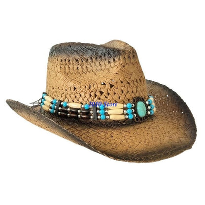 F3MF Fashionable Handwoven Straw Hat Roll Brims Sunproof Panama Hat for Women Bohemian Hat for Vacation and Everyday Wear