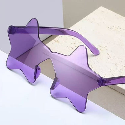 Star Shaped Sunglasses Rimless Colorful Transparent Glasses for Women Men Festival Birthday Cosplay Beach Summer Party Supplies