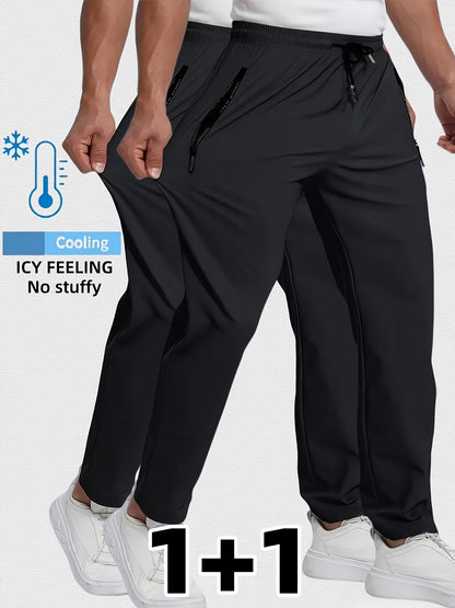 Calça Jogger Masculina Plus Size Respirável para Homens Calça de Moletom Secagem Rápida Reta Cós Elástico Estilo Coreano Clássico Esportivo